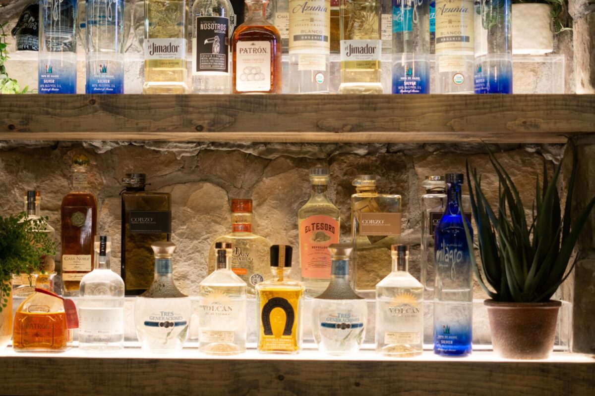 El Segundo Sol Tequila Wall with a variety of bottles