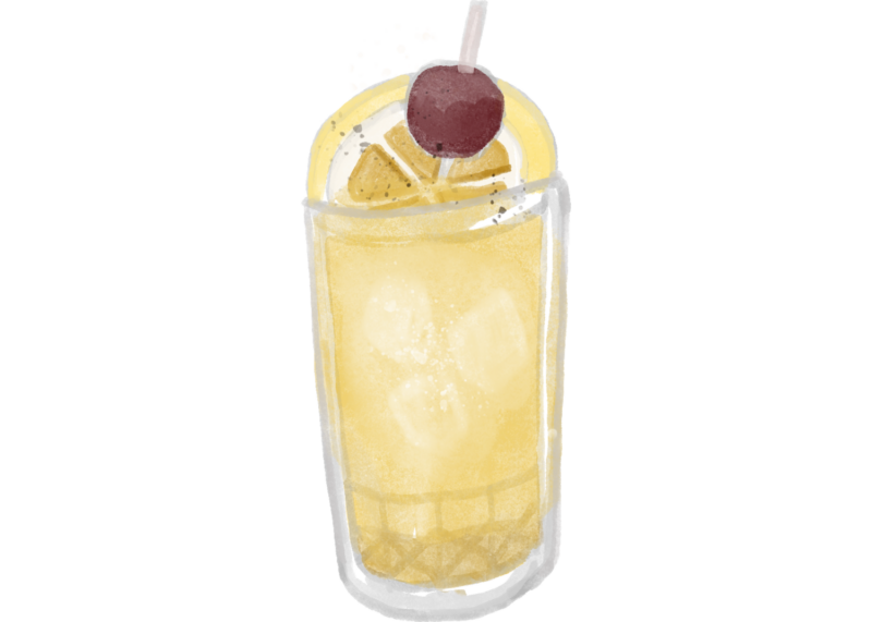 SHAW'S CLOSE TO GOLD COCKTAIL ILLUSTRATION