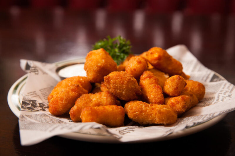 Plate of L Woods cheese curds