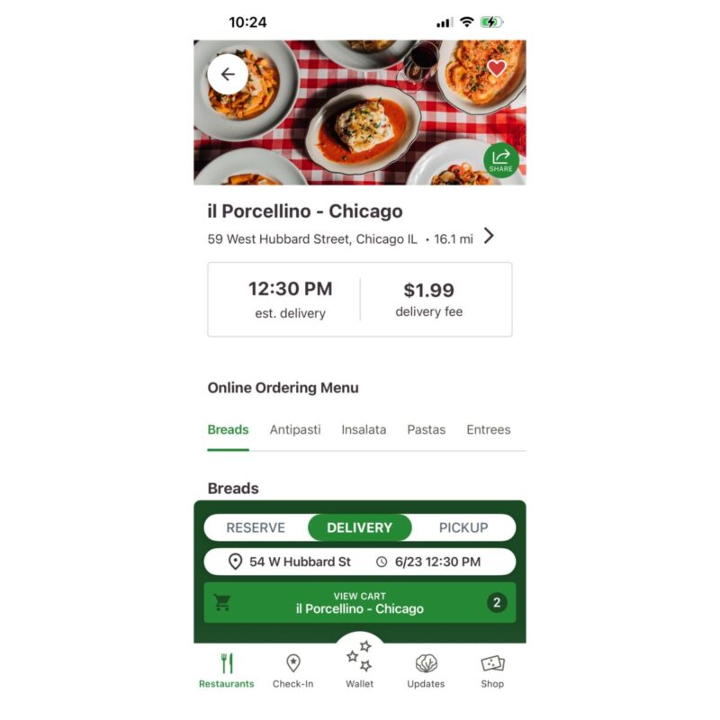 A screenshot of delivery and carryout on lettuce eats app