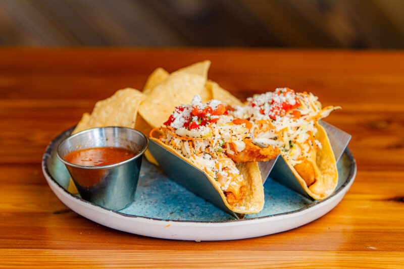 Baja Fish Tacos at Happy Camper Pizza