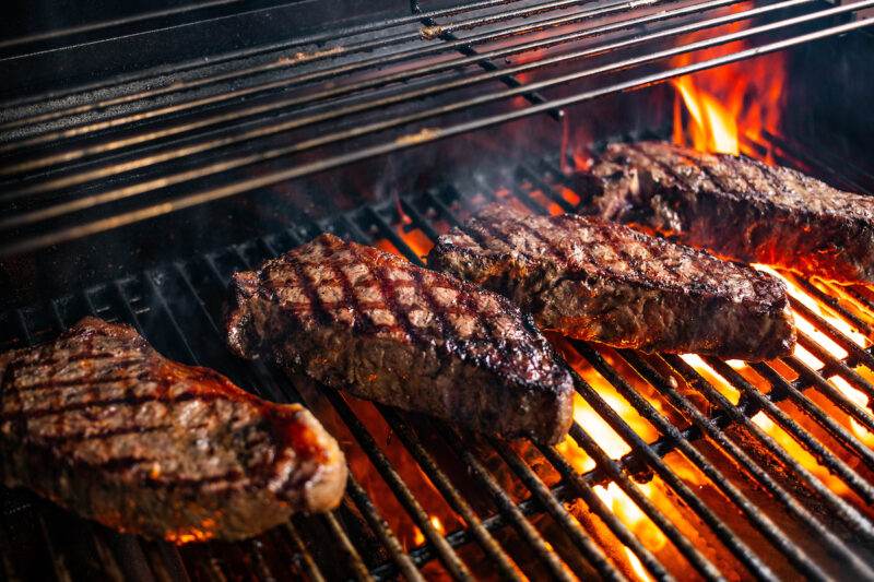 Steaks on the grill