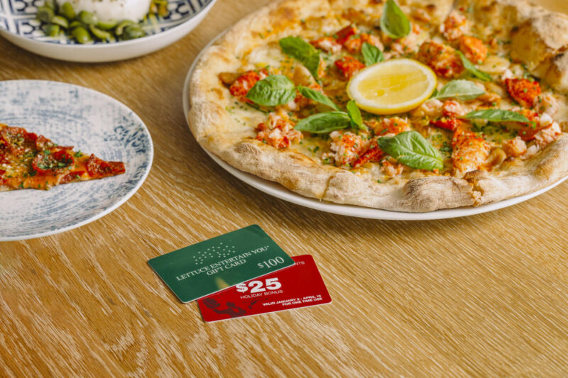 Gift cards at Portofino with pizza