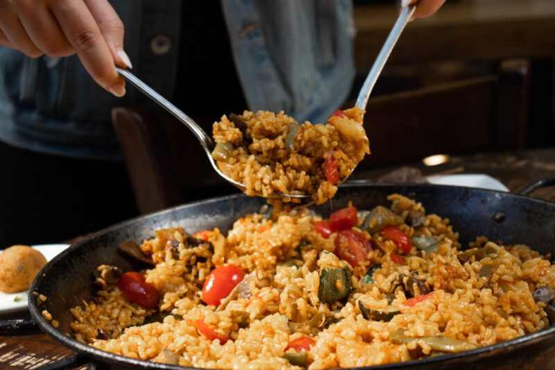 Vegetable Paella being served at Cafe Ba-Ba-Reeba!