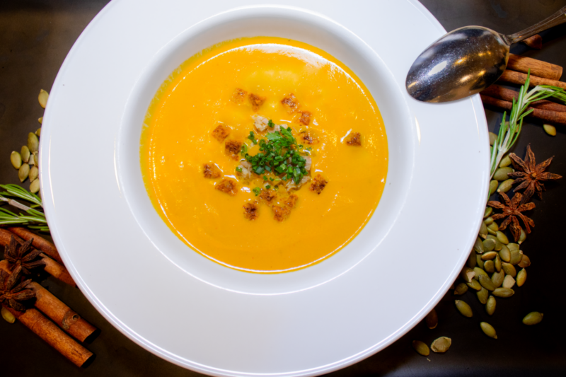 Pumpkin Soup at Eiffel Tower Restaurant
