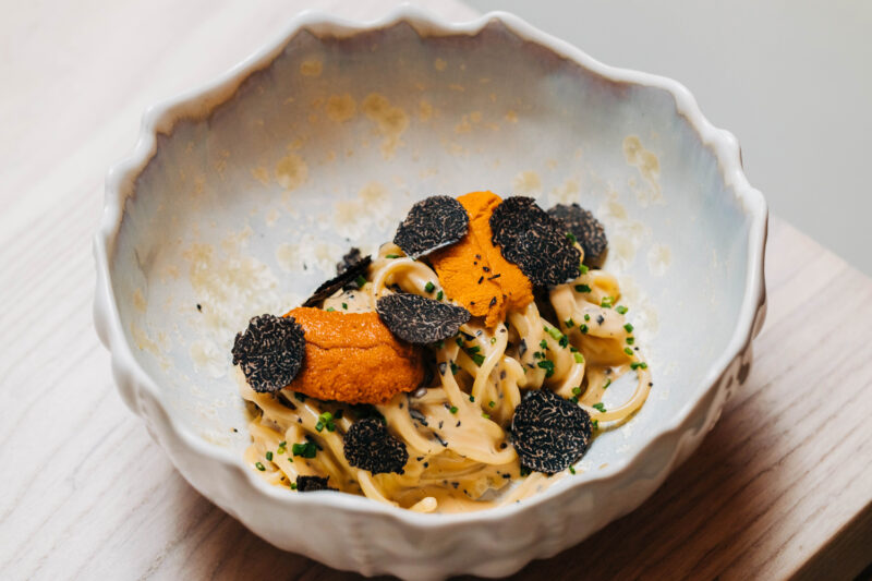 Sea urchin spaghetti with uni and black truffle