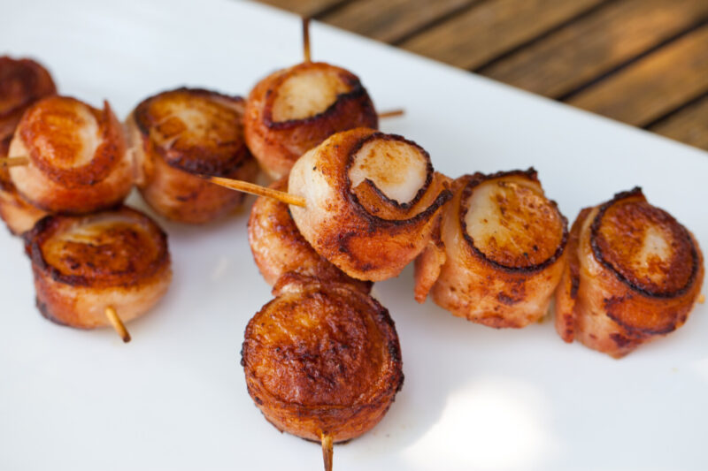 Applewood Smoked Bacon Wrapped Sea Scallop Skewers