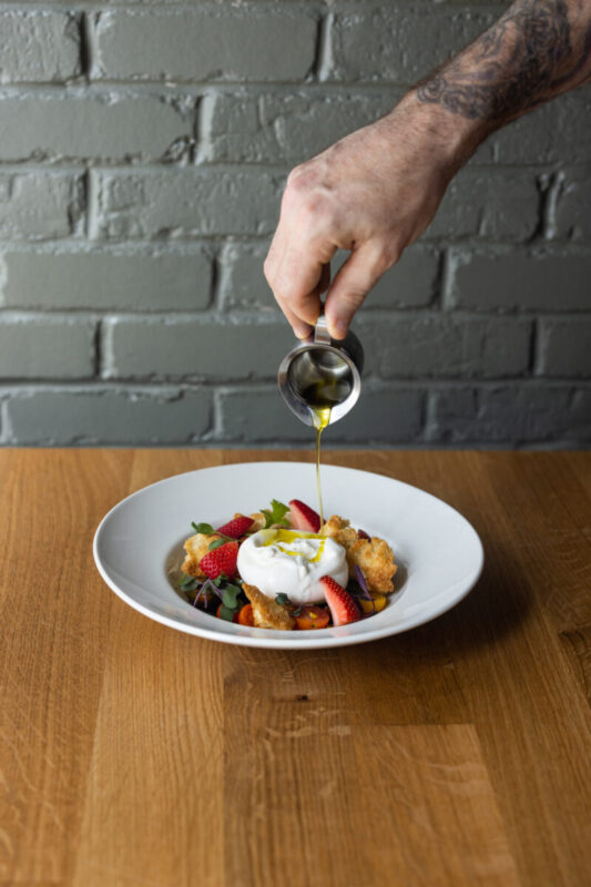 Beatrix's Local Burrata with Heirloom Tomatoes & Strawberries