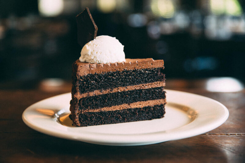 Wildfire's Triple Layer Chocolate Cake on a plate