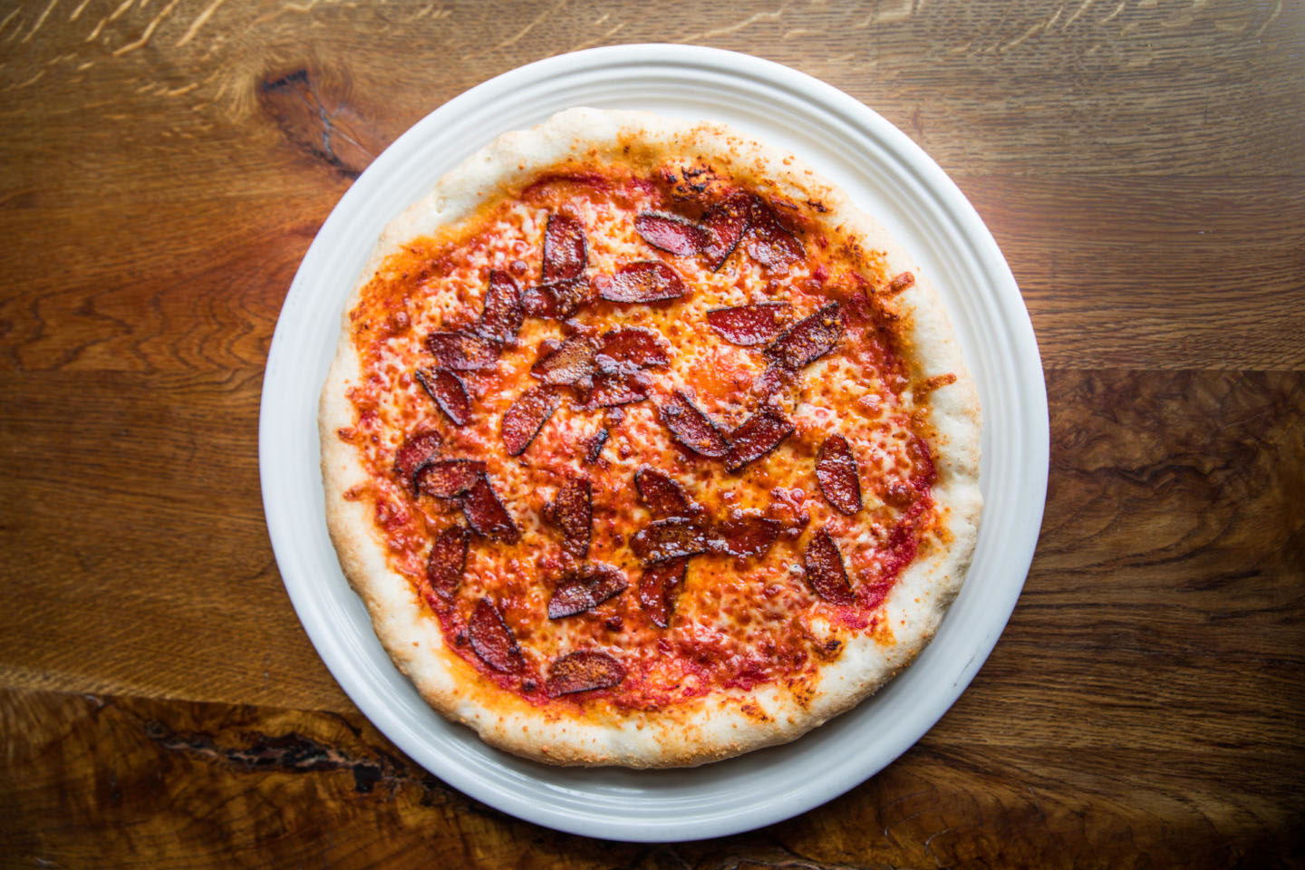 Thin, crisp, and saucy Roman-style pizza from Saranello's