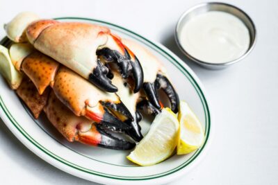 Stone Crab Claws with lemon and mustard sauce at Joe's