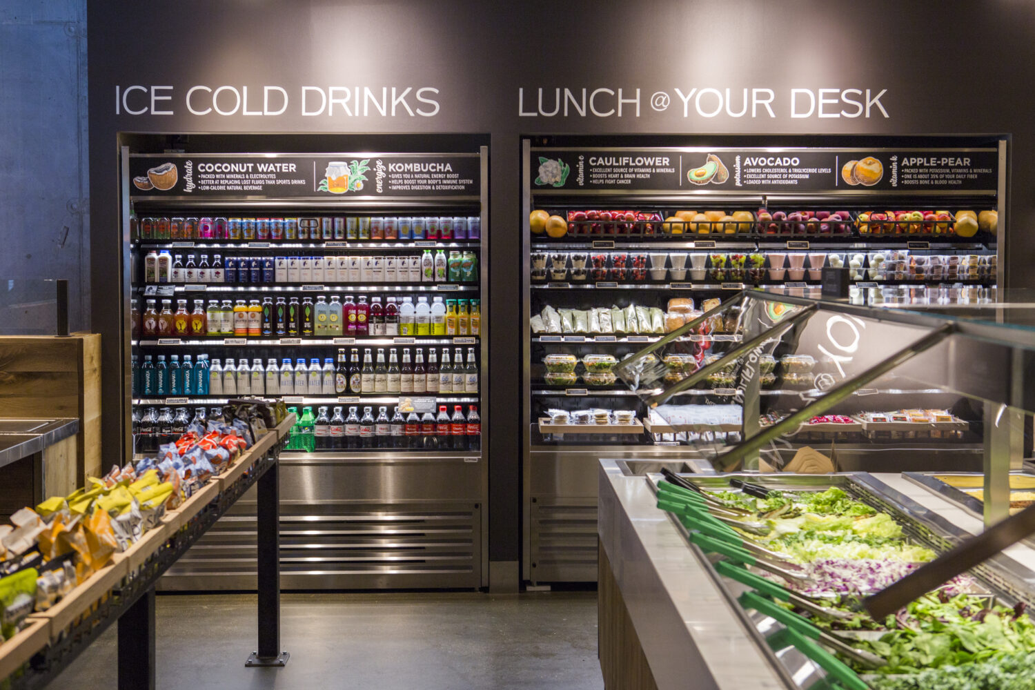 Interior of Beatrix Market location at Fulton Market