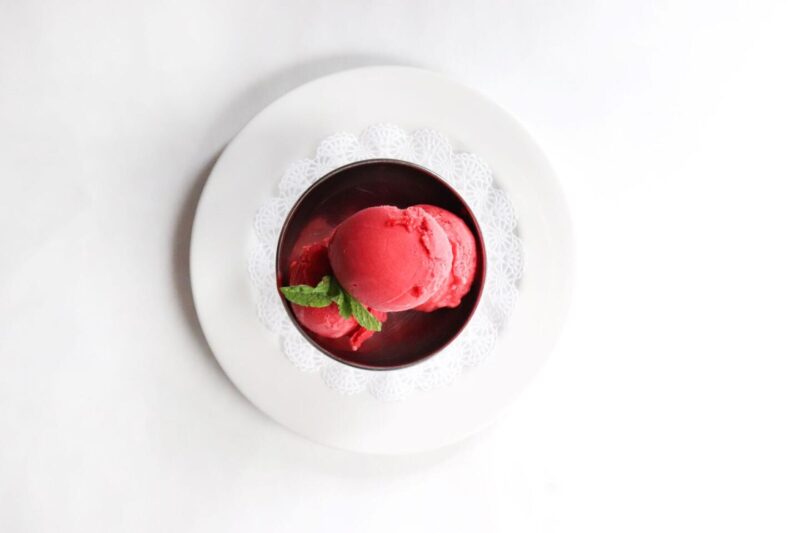 plate of sorbet du jour from Mon Ami Gabi