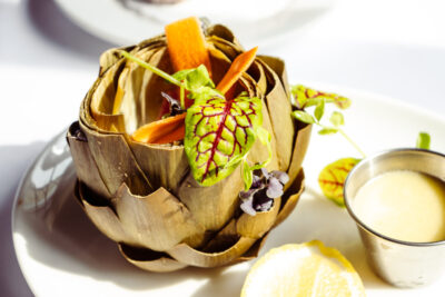 Steamed artichoke at Mon Ami Gabi