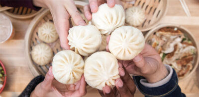 Overhead shot of baos from Wow Bao