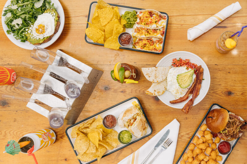 Brunch spread at Happy Camper in Las Vegas