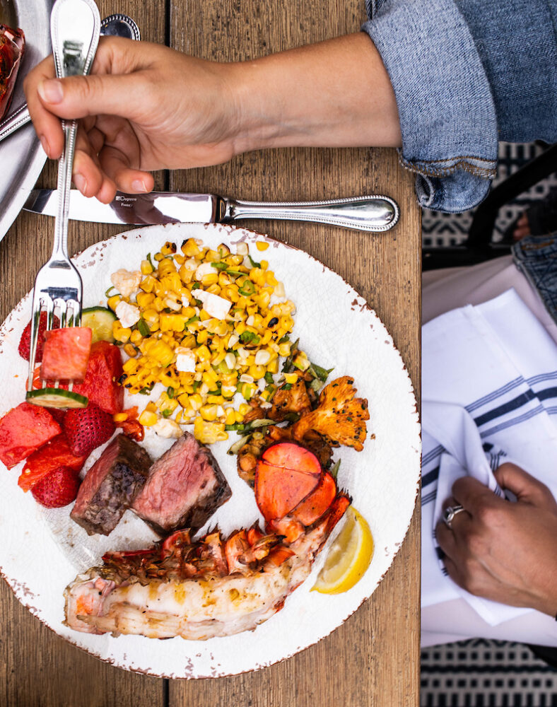 Full plate at the BBQ with Spicy Grilled Street Corn