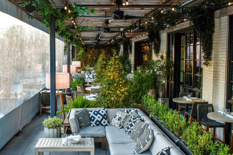 The holiday patio at Aba in Chicago's Fulton Market