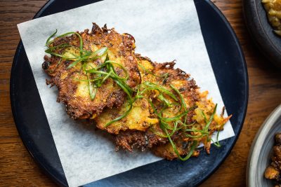 Parmesan, Potato & Brussels Sprout Latkes