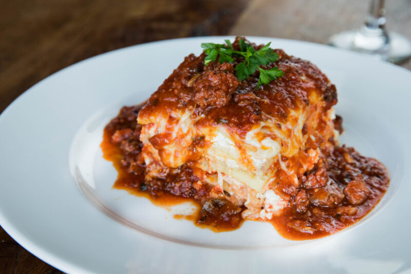 Saranello's plated portion of Lasagna