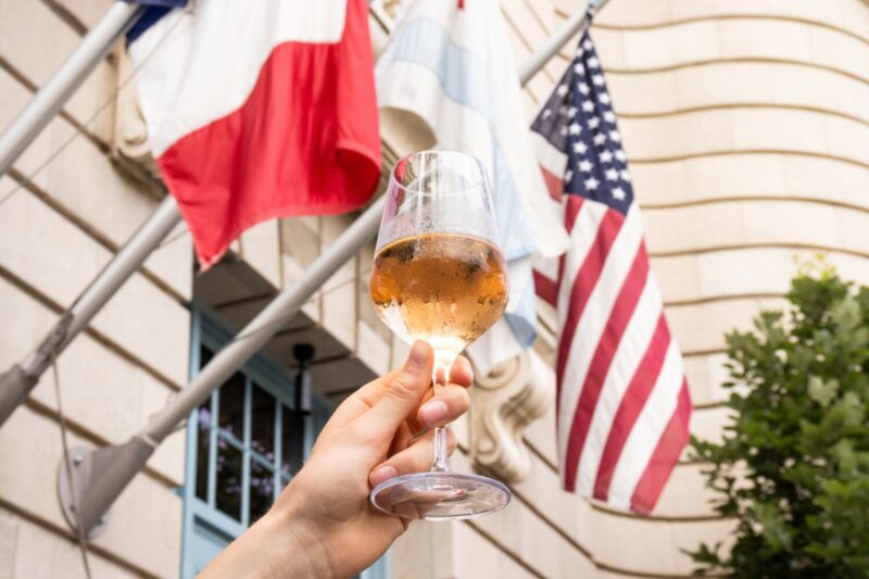 Glass of rosé at Mon Ami Gabi