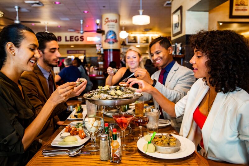 people sharing food at Shaw's