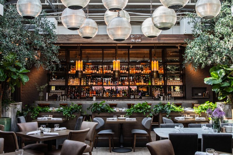 interior photo of the dining room looking towards the bar