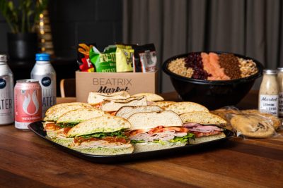 Beatrix Market catering sandwiches and chips