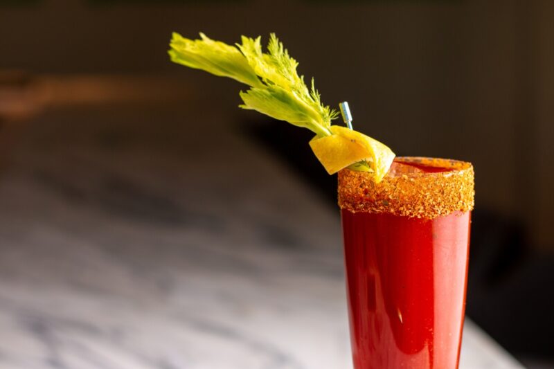 Bloody Mary at Miru 1871 with celery and garnish