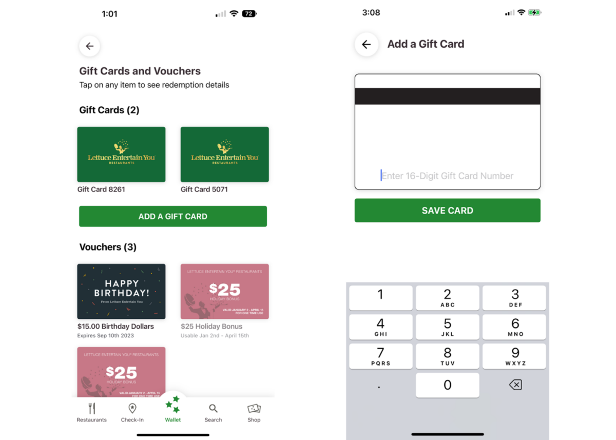 Screenshot of the Lettuce Eats App