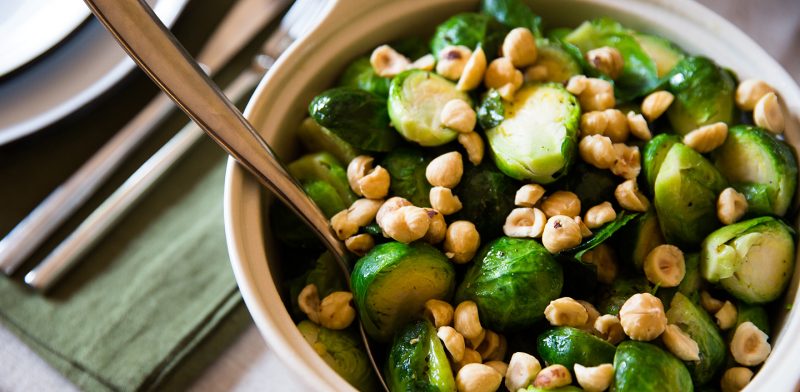 Wildfire Roasted Brussels Sprouts with Toasted Hazelnuts