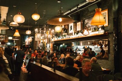 Wide angle shot of busy dining room at Lil' Ba-Ba-Reeba