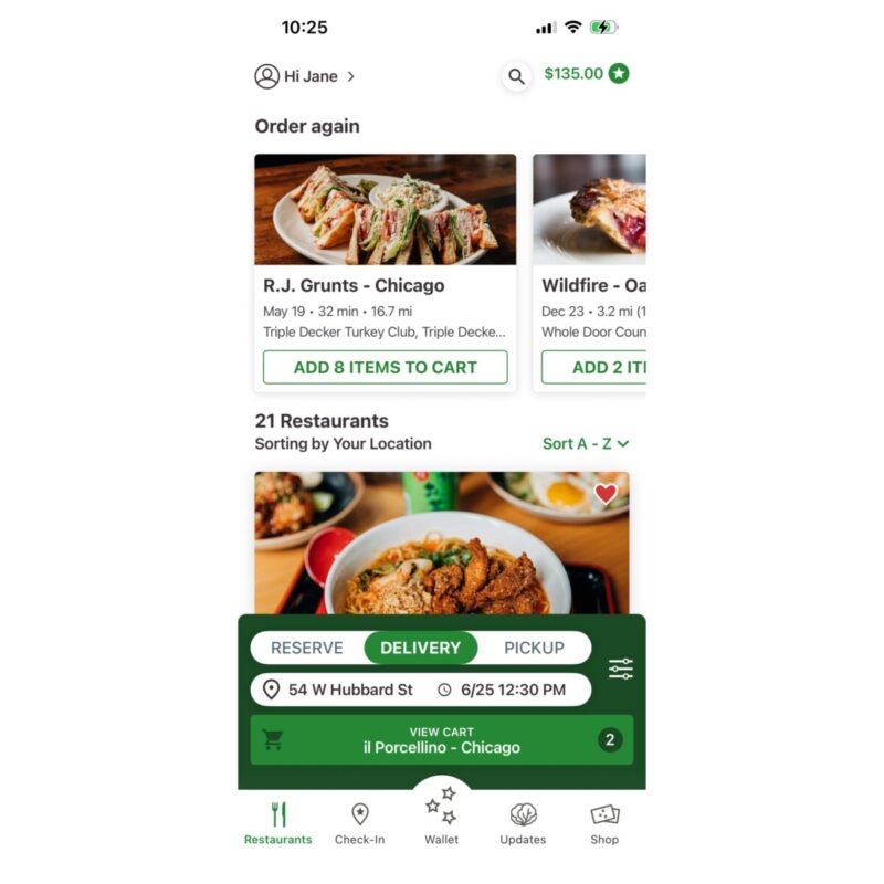 A screenshot of delivery and carryout on lettuce eats app