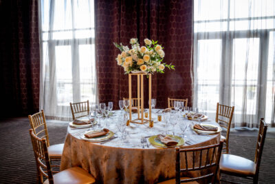 Wedding table setting in The Grand Salon at Saranello's