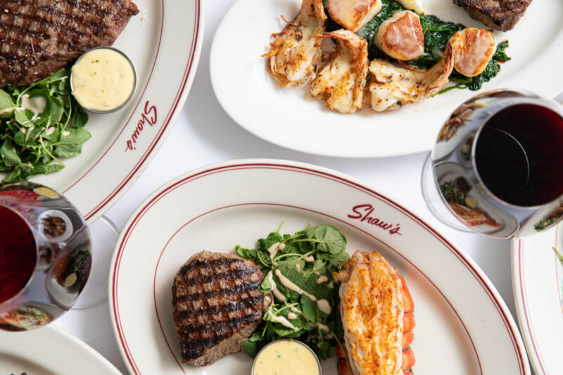 Steak, lobster and other dishes at Shaw's Crab House.