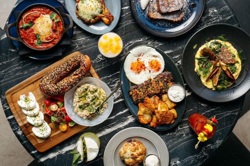 An array of Aba brunch dishes arranged on a table 