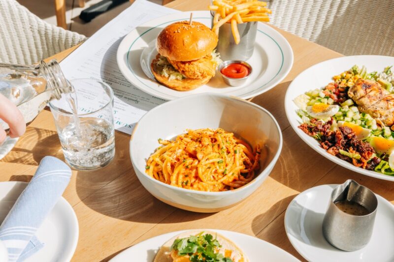 Spaghetti Pomodoro, Crispy Chicken Sandwich, Buena Vista Salad and more at Summer House on the Lake at Disney Springs