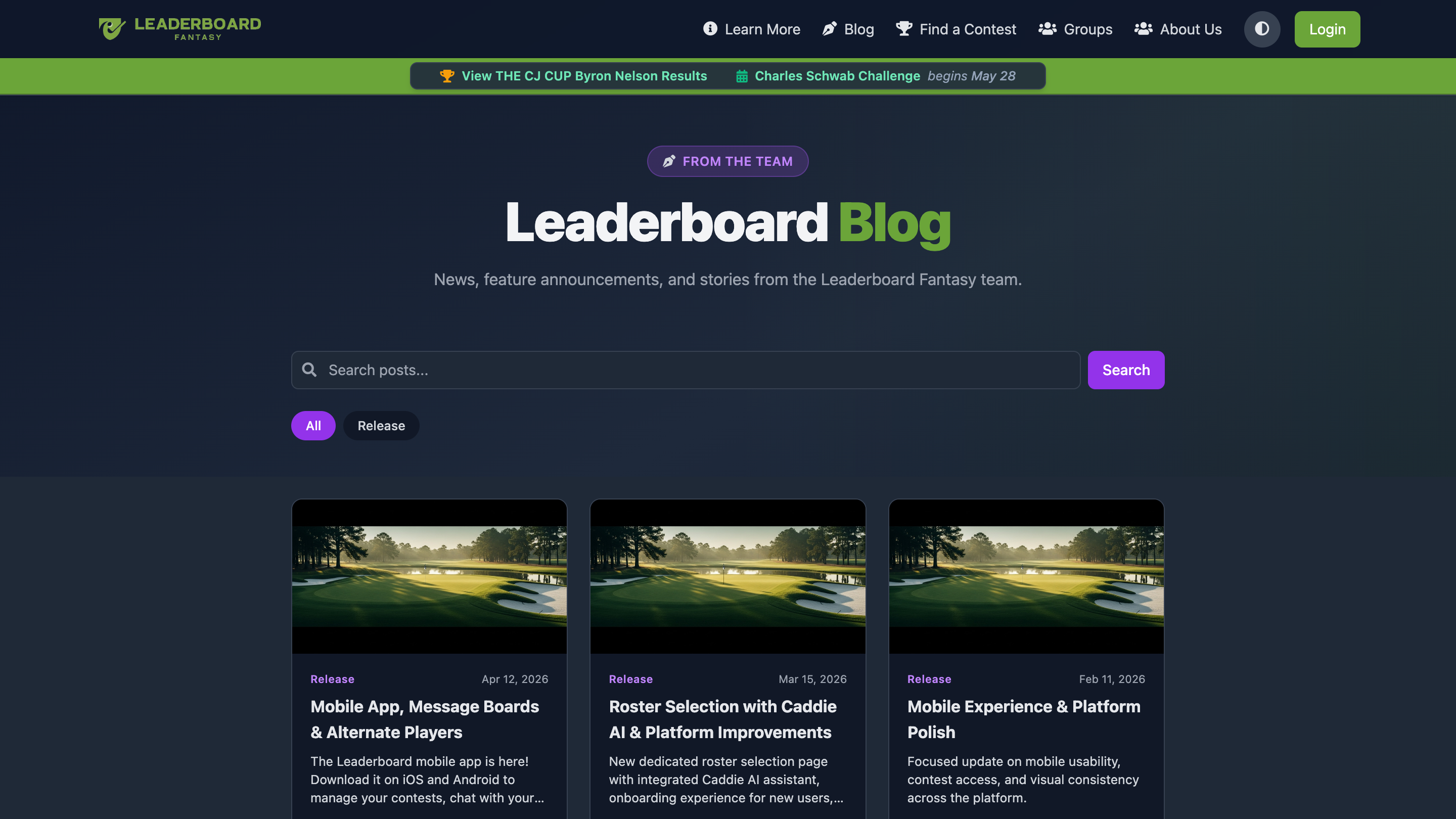 The new Leaderboard Newsroom at /blog