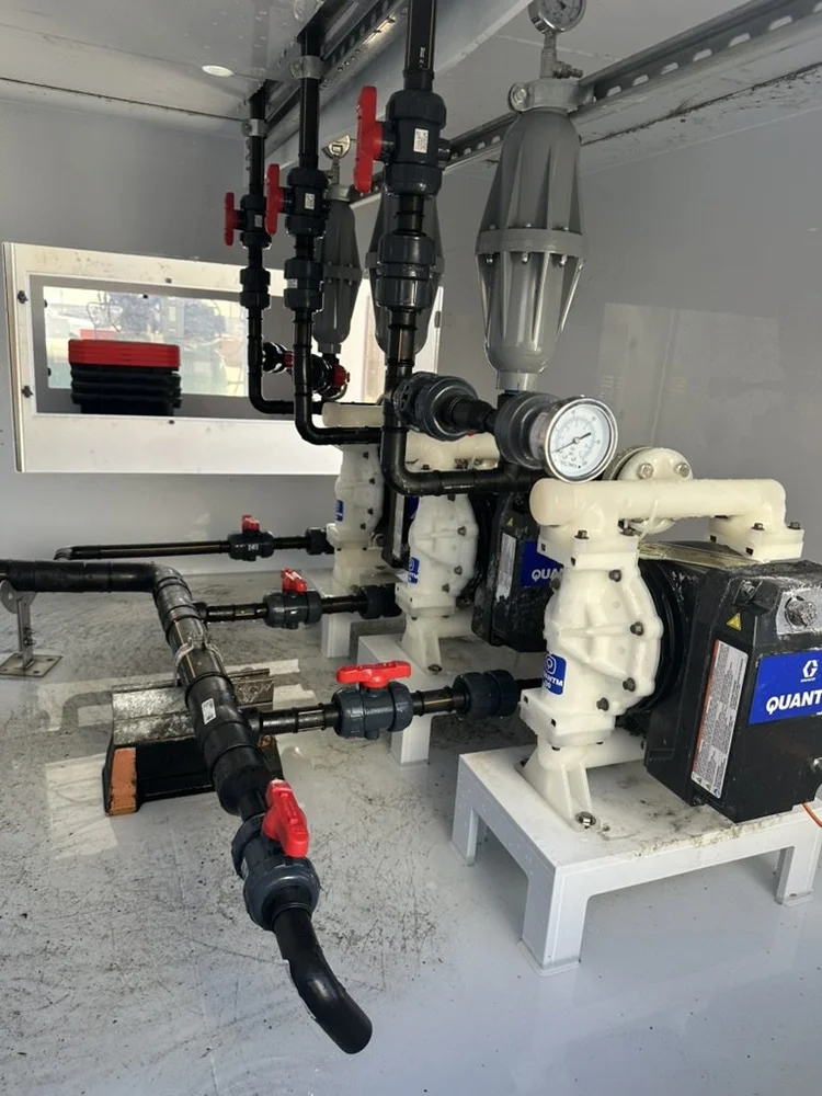 PVDF chemical dosing pump and piping system installation