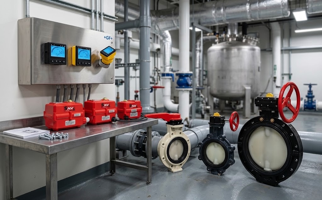 Industrial flow control valves, actuators, and instrumentation system for SCADA-ready infrastructure.