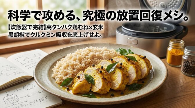 炊飯器に放り込むだけ。「ターメリック×黒胡椒」で身体をハックする玄米プレート