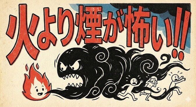 No.４【現役消防士が伝える】火事は火より、煙で人が倒れます!!　ー資産と命を守るー