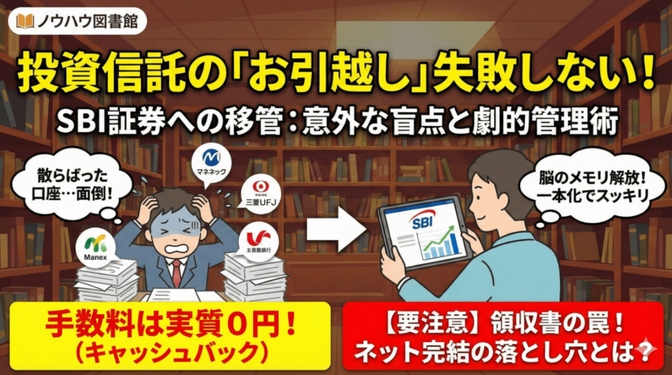 証券口座を一本化するならSBI証券｜投信お引越しプログラムで手数料を実質ゼロに