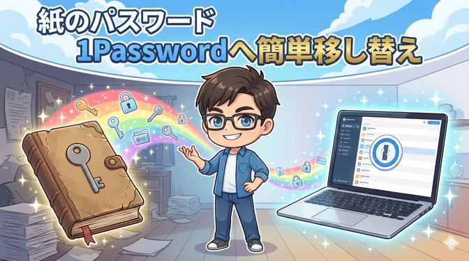【初心者でもOK】紙のパスワードを1Passwordへ簡単に移す方法（スプシのテンプレ付）