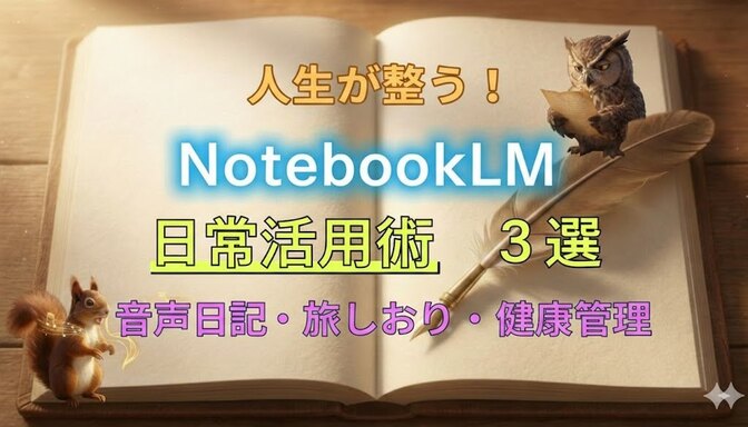 人生が整う！NotebookLM「おすすめ日常使い　3選」音声日記・旅しおり・健康管理