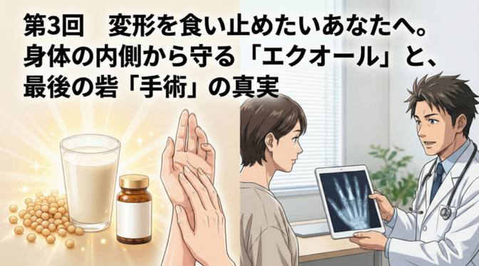 変形を食い止めたいあなたへ。身体の内側から守る「エクオール」と、最後の砦「手術」の真実