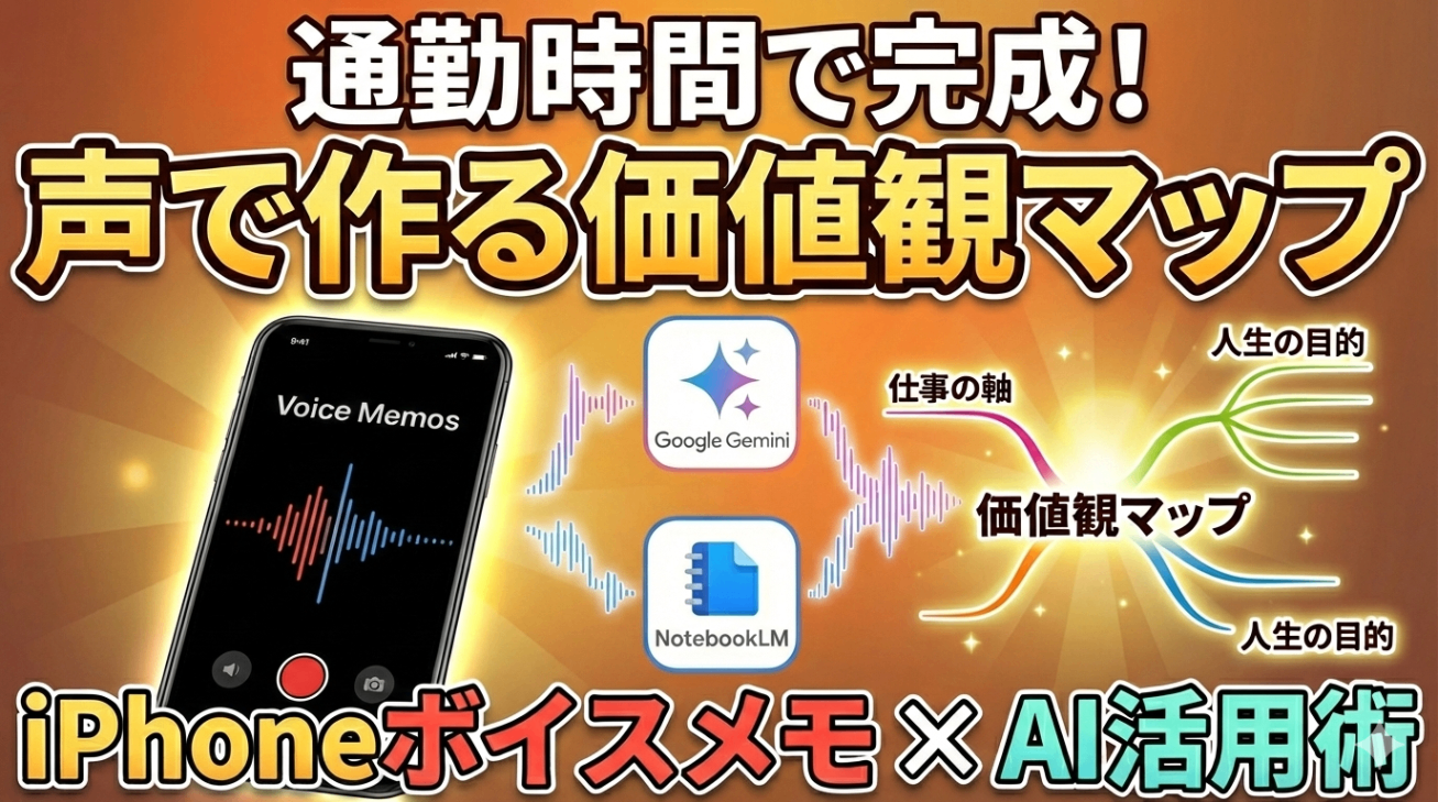 通勤時間で価値観マップ作成！iPhone✖️Gemini✖️Notebooklm 活用