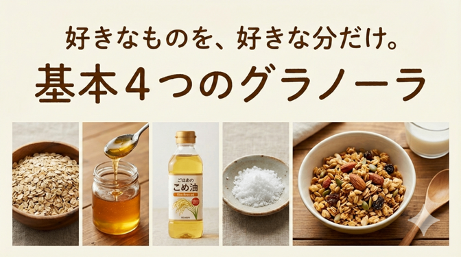 好きなものを、好きな分だけ。 基本4つでつくるシンプルグラノーラ 🌿