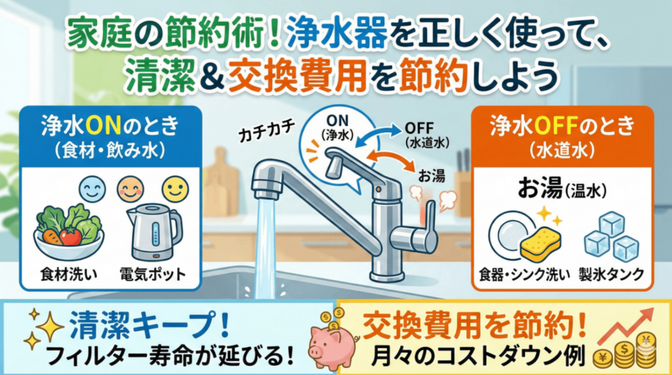 家庭の節約術！浄水器を正しく使って、清潔＆交換費用を節約しよう