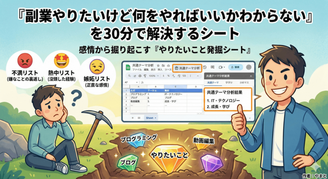 「副業やりたいけど何をやればいいかわからない」を30分で解決するシート